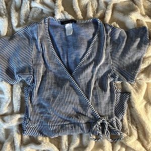 70’s inspired striped blue and white top